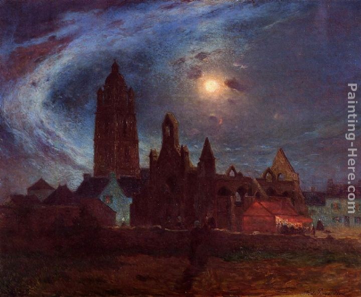 Ferdinand Loyen Du Puigaudeau The Bourg-de-Batz Church under the Moon